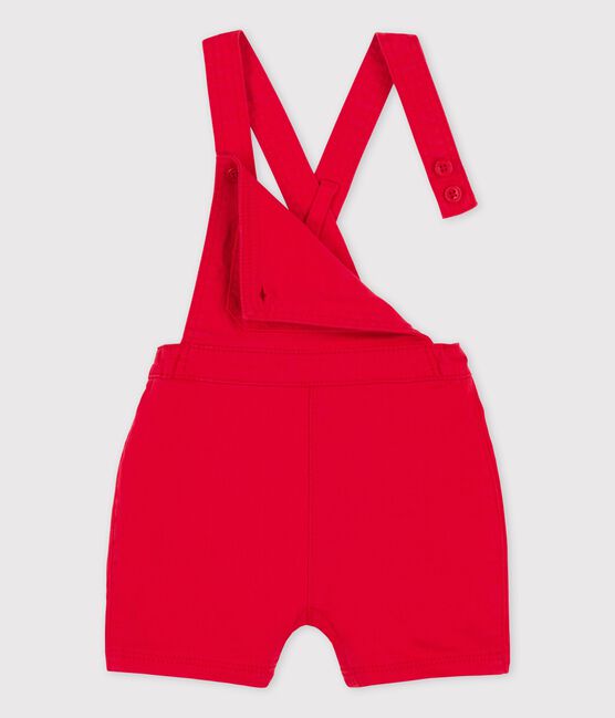 Korte kleurrijke tuinbroek van denim voor baby's rood PEPS