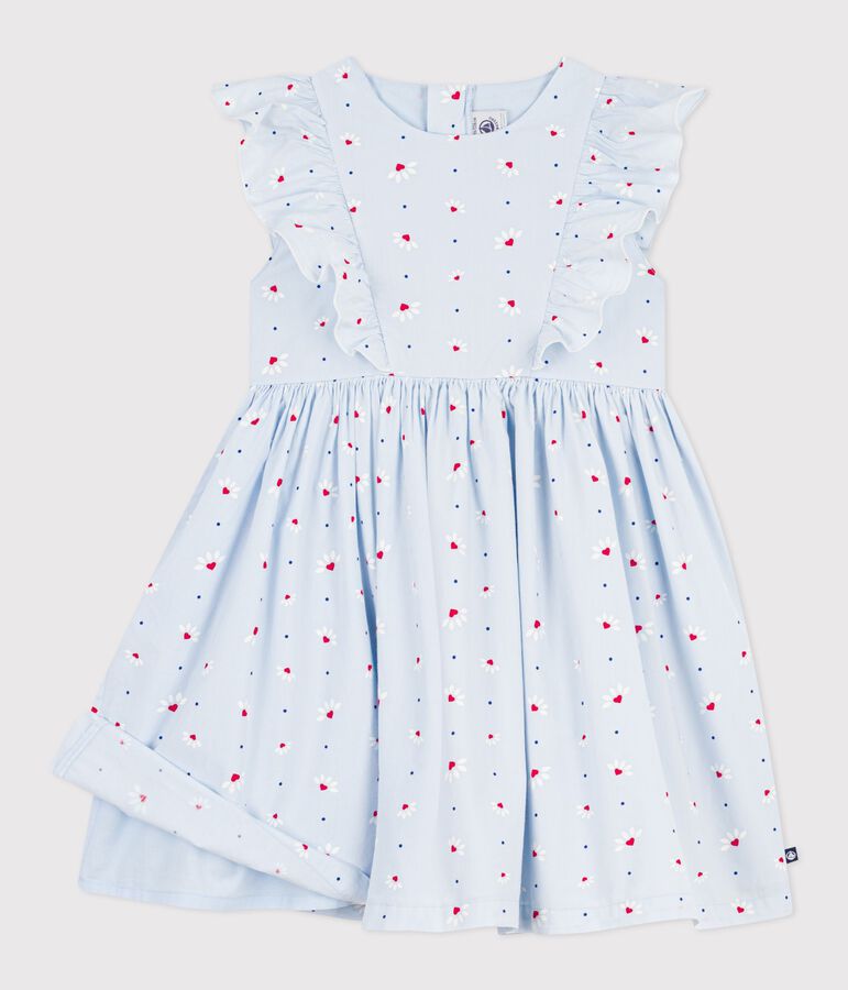 Robe enfant sans manche en coton bleu/multicouleur