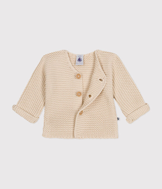 Gebreide uniseks babycardigan in ribbelsteek ecru AVALANCHE