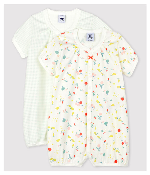 Set van 2 playsuit van biologisch katoen voor babymeisjes multicouleur