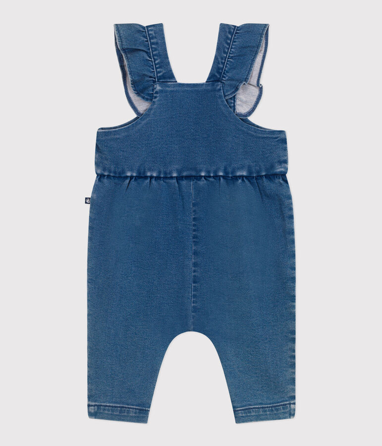 Salopette b&eacute;b&eacute; en jean &eacute;lasthanne jambes longues bleu