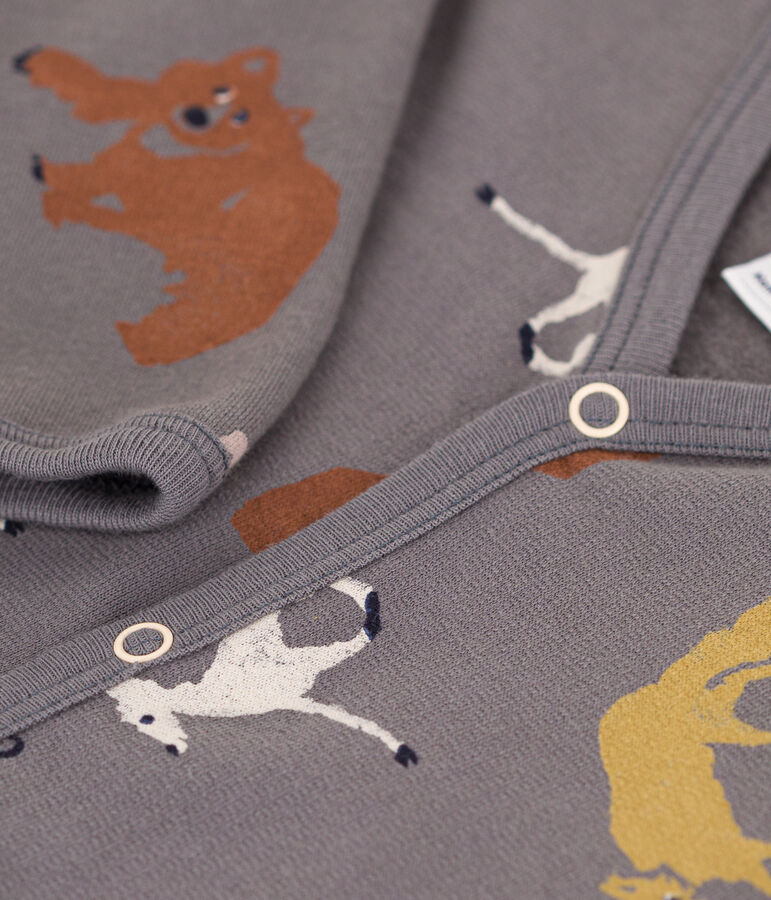 Babypyjama van molton met dierenprint grijs/multicouleur