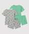 Set van 2 groene pyjama's voor jongens met sterren en millerais-strepen in katoen variante 1