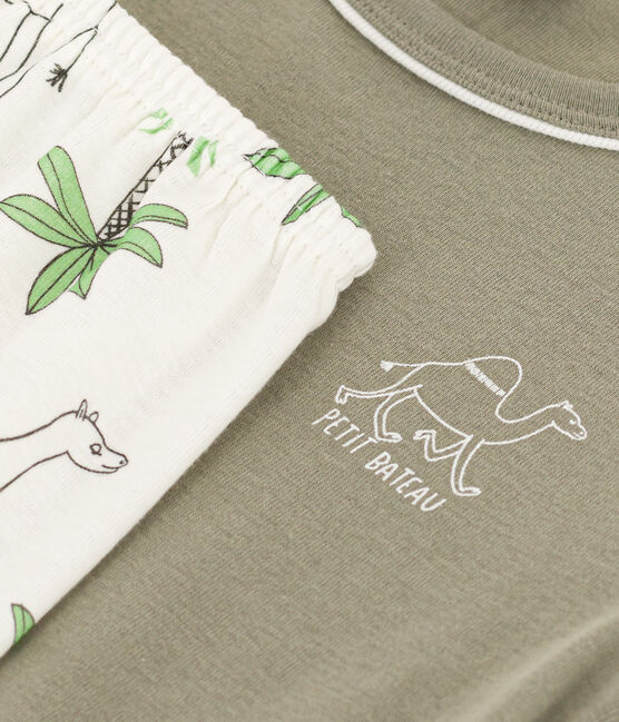 Korte katoenen pyjama met dromedarissen voor jongens MARECAGE/ MARSHMALLOW