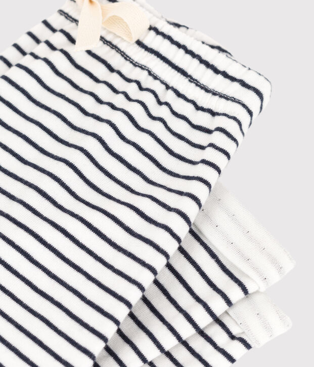 Pantalon &agrave; rayures marini&egrave;res b&eacute;b&eacute; en tubique en coton blanc/bleu