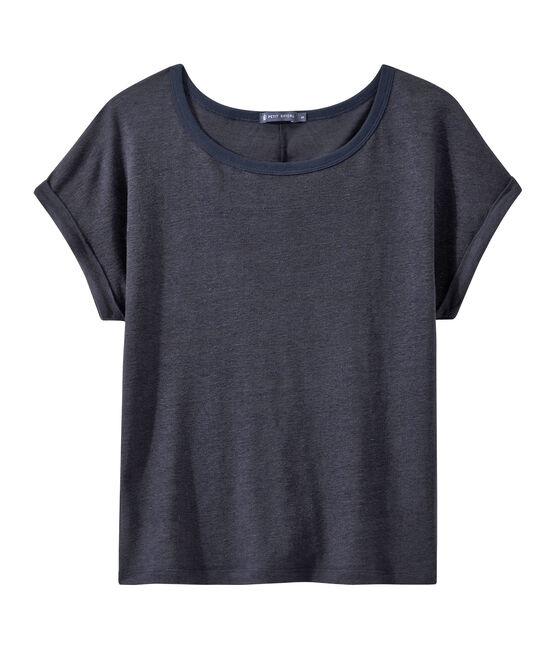Vlot, linnen dames-T-shirt blauw SMOKING