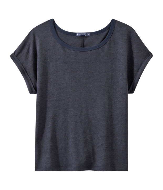Vlot, linnen dames-T-shirt blauw