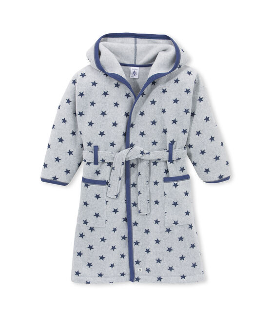 Robe de chambre garçon en polaire imprimée gris SUBWAY/bleu LOGO