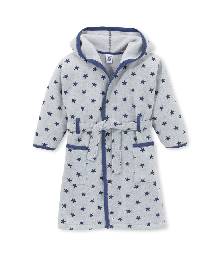 Jongensbadjas in fleece grijs SUBWAY/blauw LOGO