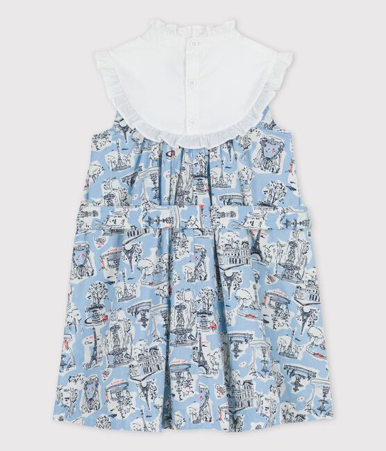 Robe en popeline imprimée enfant fille blanc MARSHMALLOW/blanc MULTICO