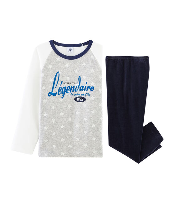 Pyjama petit garçon en velours bleu SMOKING/blanc MULTICO