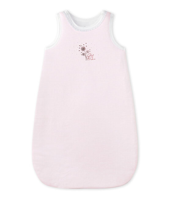 Gigoteuse naissance bébé fille rayée milleraies rose VIENNE/blanc ECUME