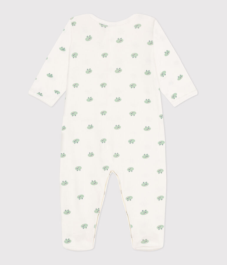 Katoenen babypyjama met kikkerprint wit/multicouleur