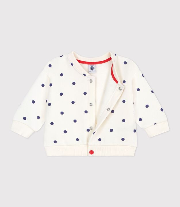 Katoenen babyjasje met stippenprint in collegestijl blauw/blauw