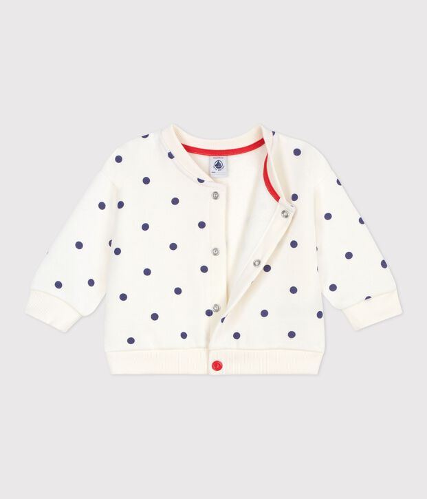Veste teddy b&eacute;b&eacute; en coton, imprim&eacute;e &agrave; pois bleu/bleu
