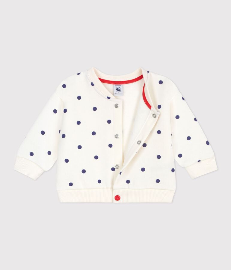 Veste teddy b&eacute;b&eacute; en coton, imprim&eacute;e &agrave; pois bleu/bleu