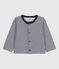 Cardigan bébé rayé milleraies en jersey épais bleu SMOKING/blanc MARSHMALLOW