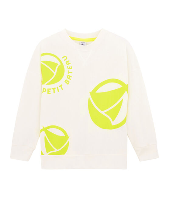 Sweat shirt enfant fille - garçon blanc MARSHMALLOW/jaune EBLOUIS