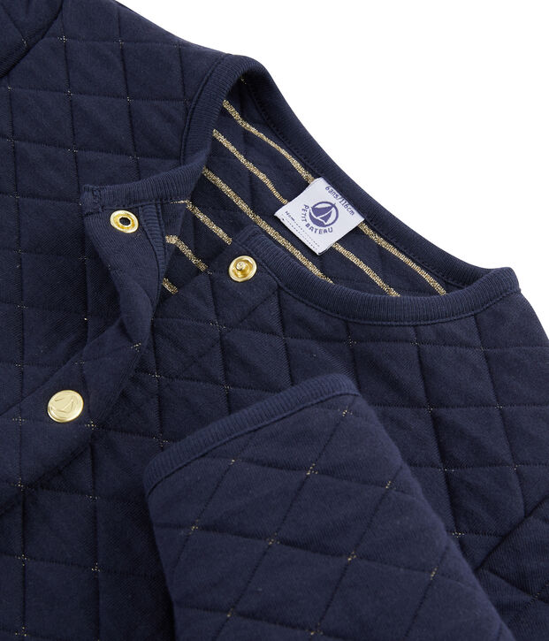 Cardigan van gewatteerde tubic meisjes kinderen blauw/geel