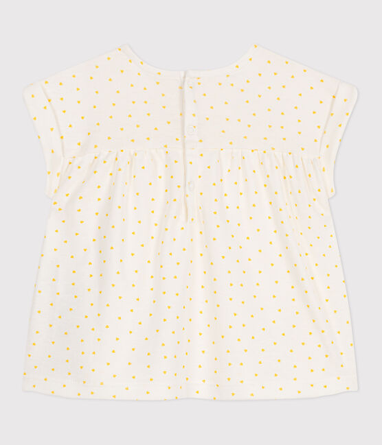 Katoenen babybloesje met korte mouwen en kleine hartprint wit MARSHMALLOW/ ORGE