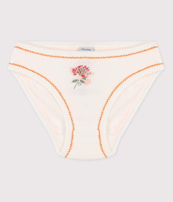 Katoenen meisjesslip wit MARSHMALLOW/ ORANGE