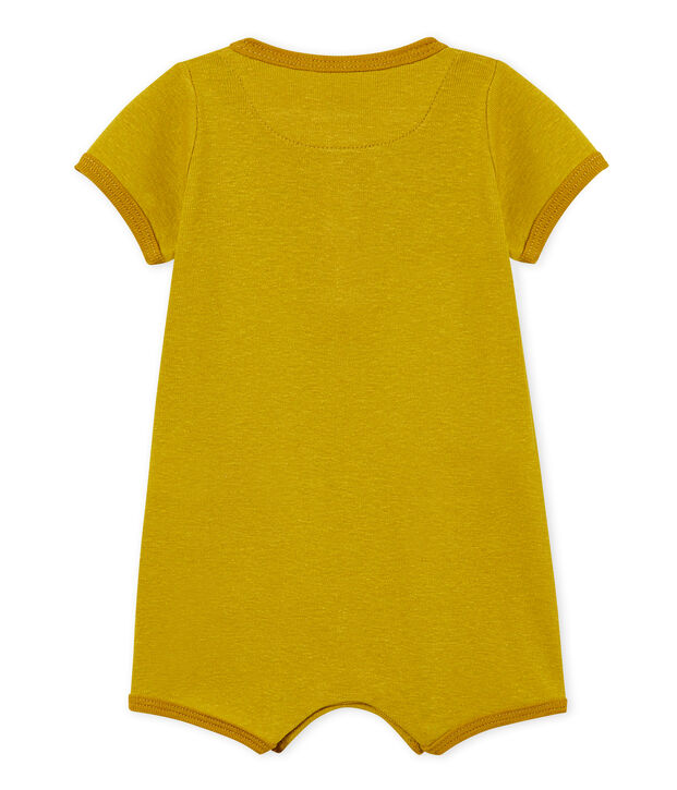 Korte playsuit van katoen/linnen voor babyjongens groen