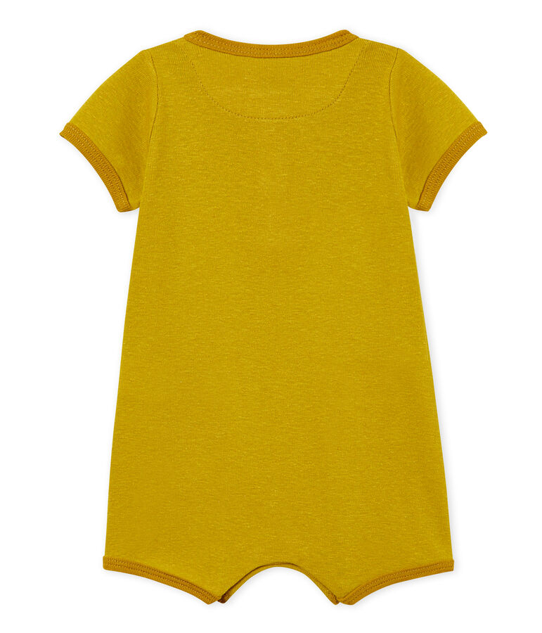 Korte playsuit van katoen/linnen voor babyjongens groen BAMBOO