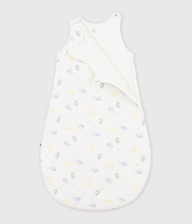 Katoenen babytrappelzakje met drakenprint TOG 3 wit/multicouleur