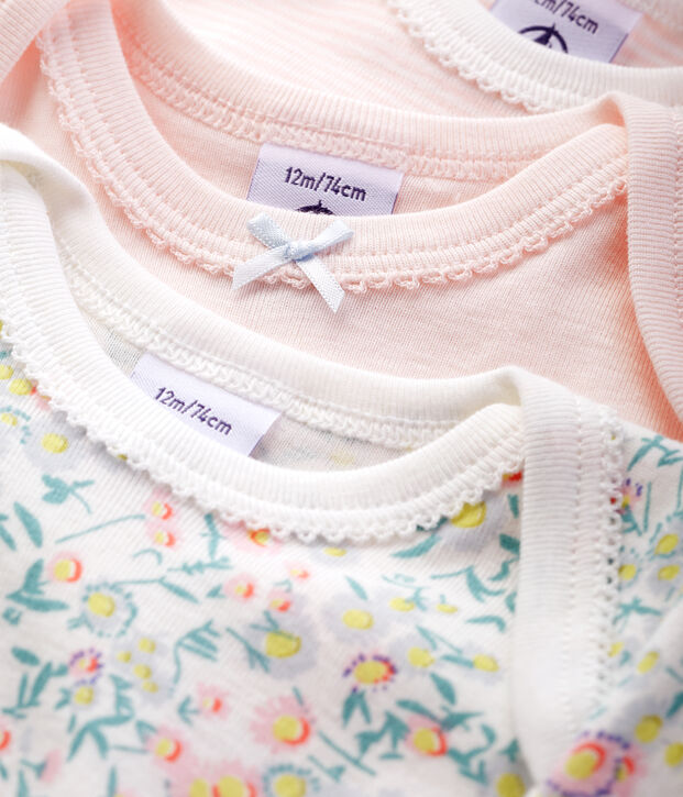 Lot de 3 bodies manches courtes pastel b&eacute;b&eacute; fille multicouleur