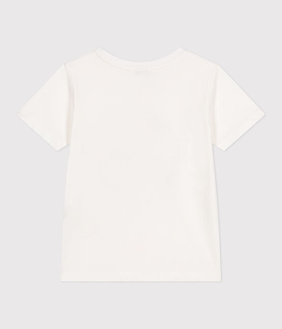 Katoenen T-shirt met korte mouwen en print voor kinderen wit MARSHMALLOW