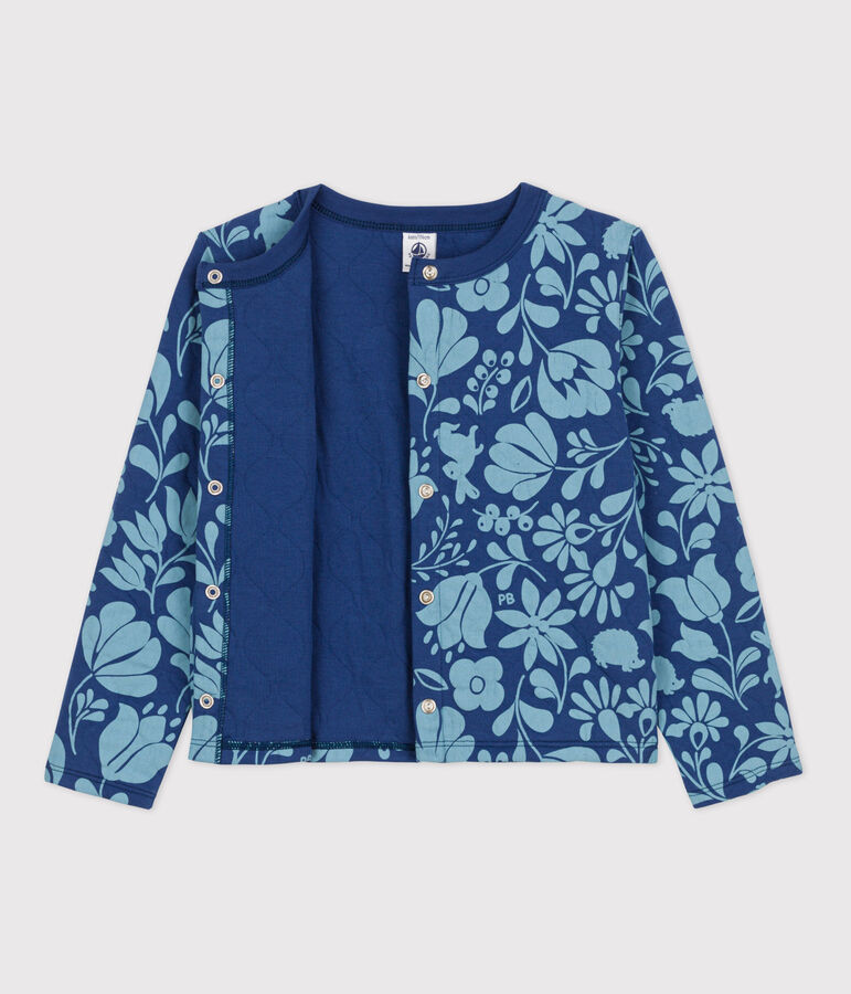 Vest in doorgestikte tubic met print voor meisjes blauw/blauw