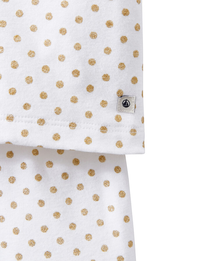 Korte meisjespyjama wit ECUME/geel DORE