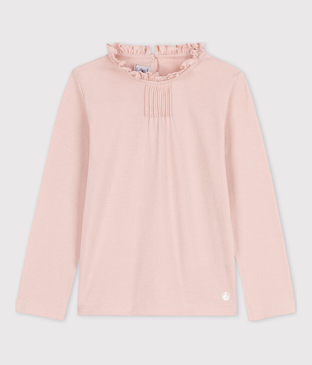 Tee-shirt manches longues en coton enfant fille rose