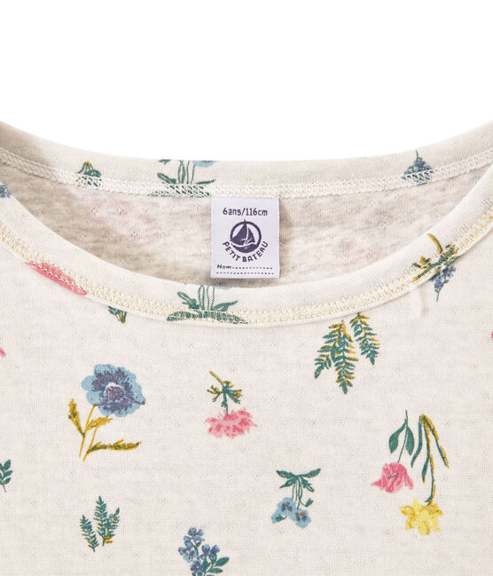 Meisjes-T-shirt in licht tubic met dessin wit MARSHMALLOW/wit MULTICO