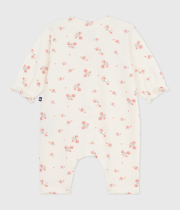 Katoenen babypakje met ruches en bloemenprint ecru/multicouleur