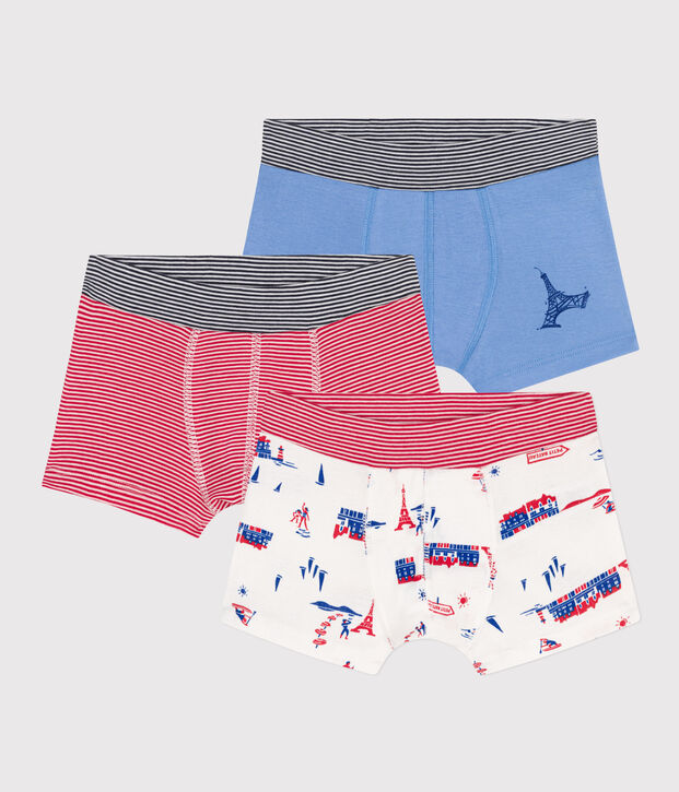 Set van 3 katoenen boxershorts voor jongens met Parijs-print multicouleur