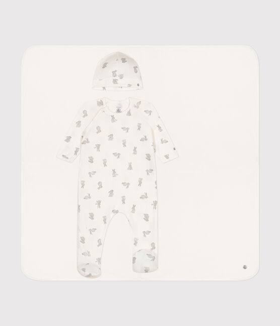 Driedelige katoenen set voor baby's wit MARSHMALLOW/grijs GRIS