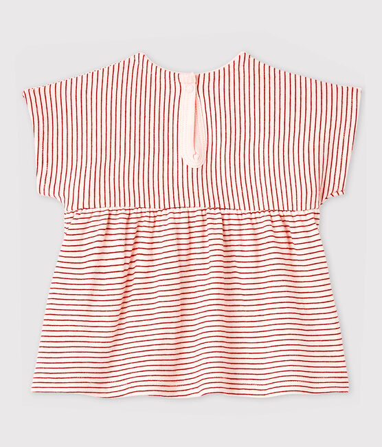 Blouse manches courtes en tubique rayée bébé fille rose FLEUR/rose COPPER