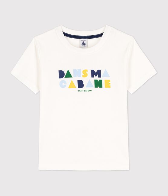 Tee-shirt manches courtes en coton enfant garçon blanc MARSHMALLOW