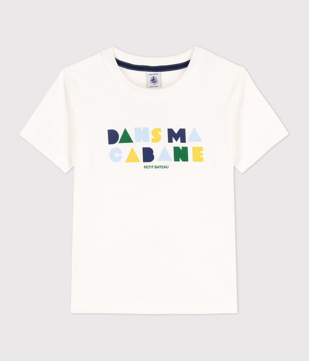 Katoenen T-shirt met korte mouwen voor jongens wit