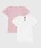 Setje met katoenen T-shirts met korte mouw en appelprint voor kinderen. variante 1