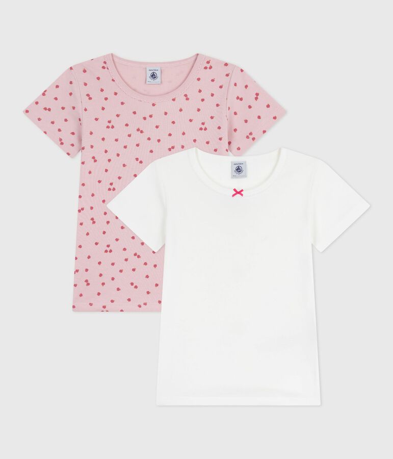 Lot de tee-shirts enfant en coton manches courtes imprim&eacute; pommes multicouleur