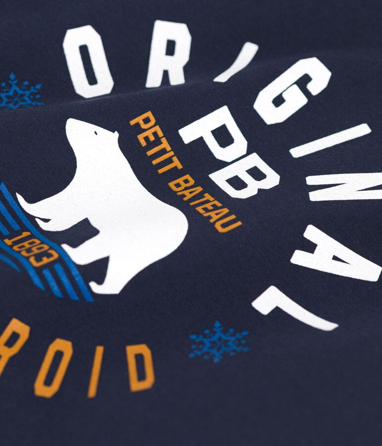 Tee-shirt manches longues en coton enfant gar&ccedil;on bleu/bleu