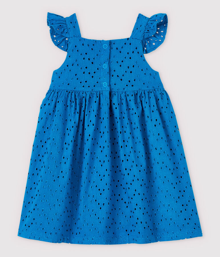 Robe &agrave; bretelles en broderie anglaise b&eacute;b&eacute; fille bleu MYKONOS