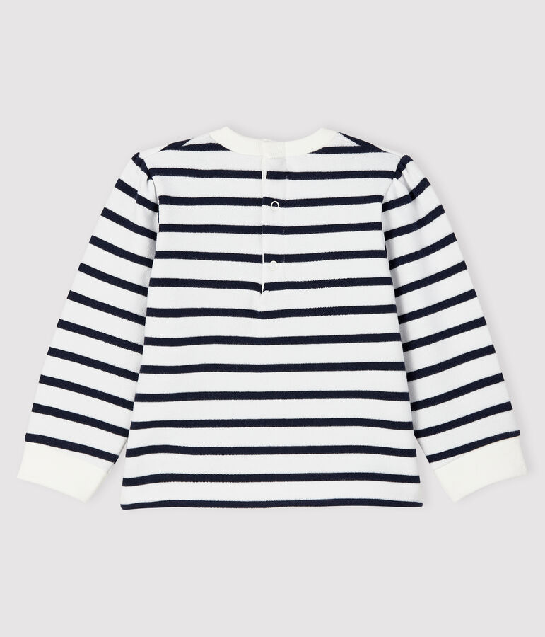 Sweatshirt iconique b&eacute;b&eacute; fille blanc/bleu