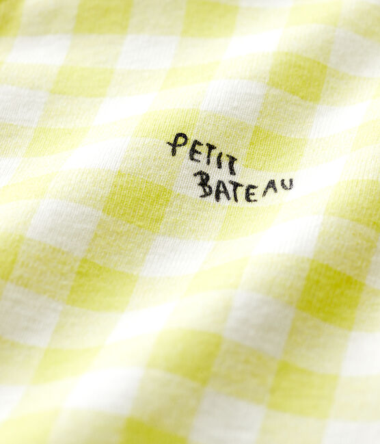 Geel katoenen pyjama met gingham-ruit wit MARSHMALLOW/ SUNNY