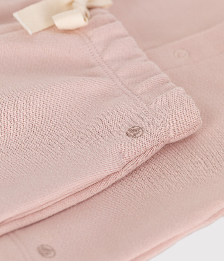Ensemble cardigan et pantalon en molleton b&eacute;b&eacute; rose