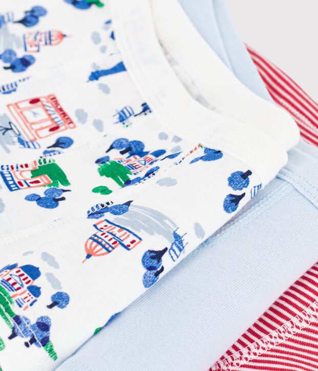 Lot de boxers ceinture collet&eacute;e enfant en coton imprim&eacute; multicouleur