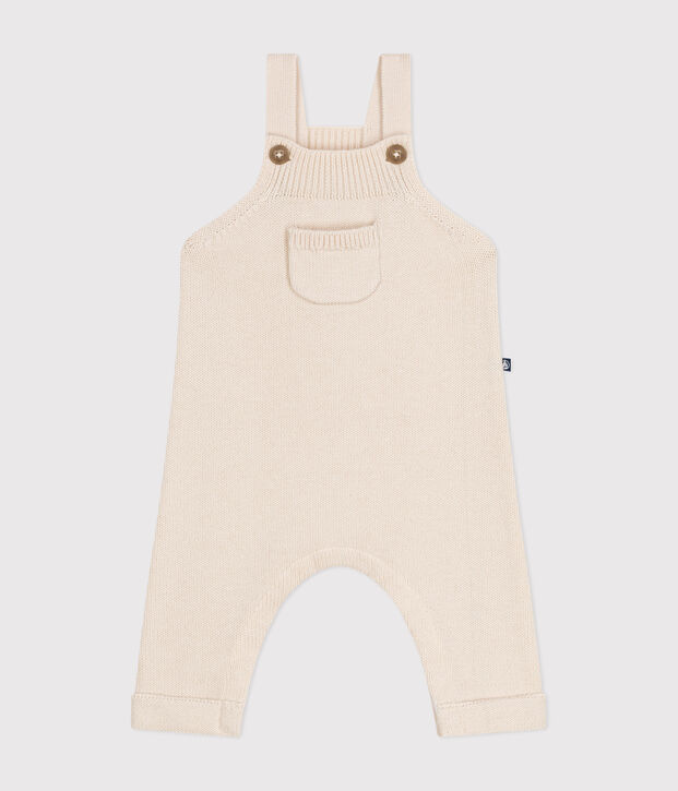 Salopette en tricot de laine et coton b&eacute;b&eacute; &eacute;cru
