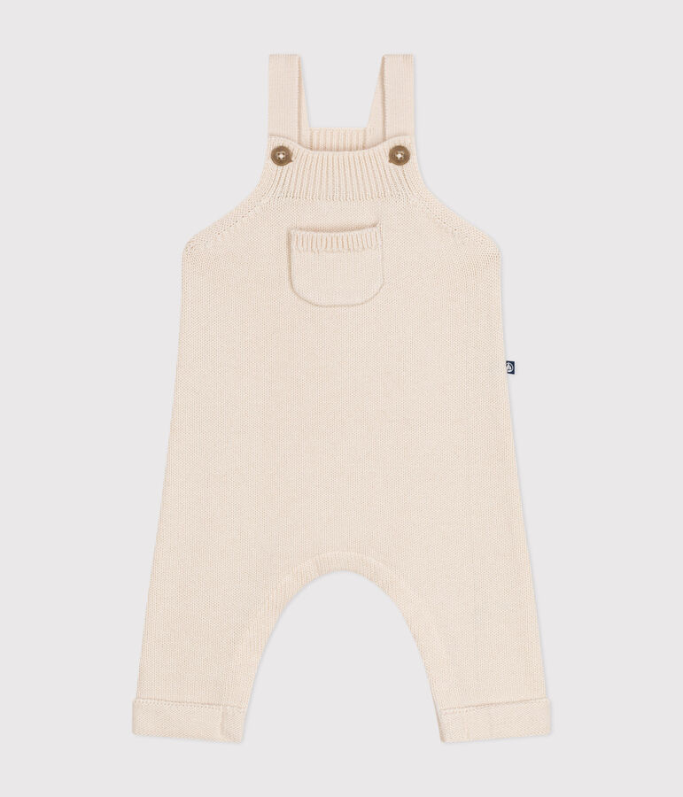 Salopette en tricot de laine et coton b&eacute;b&eacute; &eacute;cru